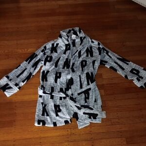 PINK Victoria's Secret Grey and Black Plush Robe